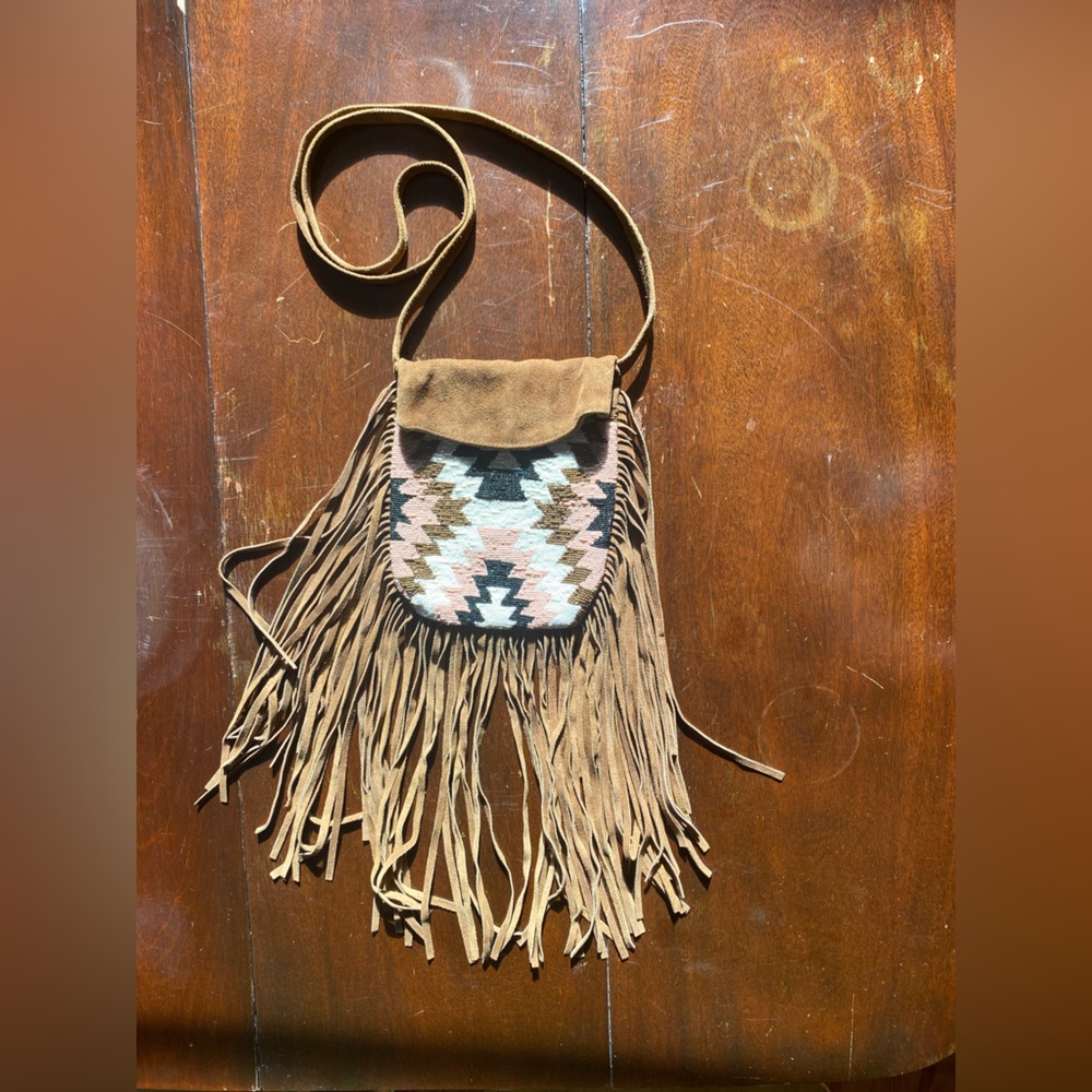 Beaded Leather Fringe Festival Purse